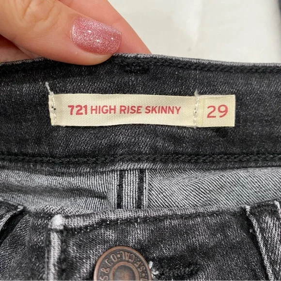 LEVI’S Women’s 721 High Rise Skinny Jeans - distressed black, size W29 L28 - Picture 7 of 12